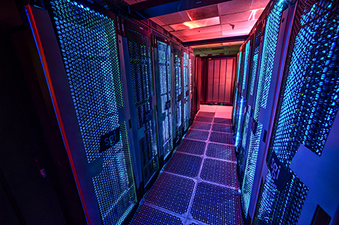 NASA server room with blue lighting